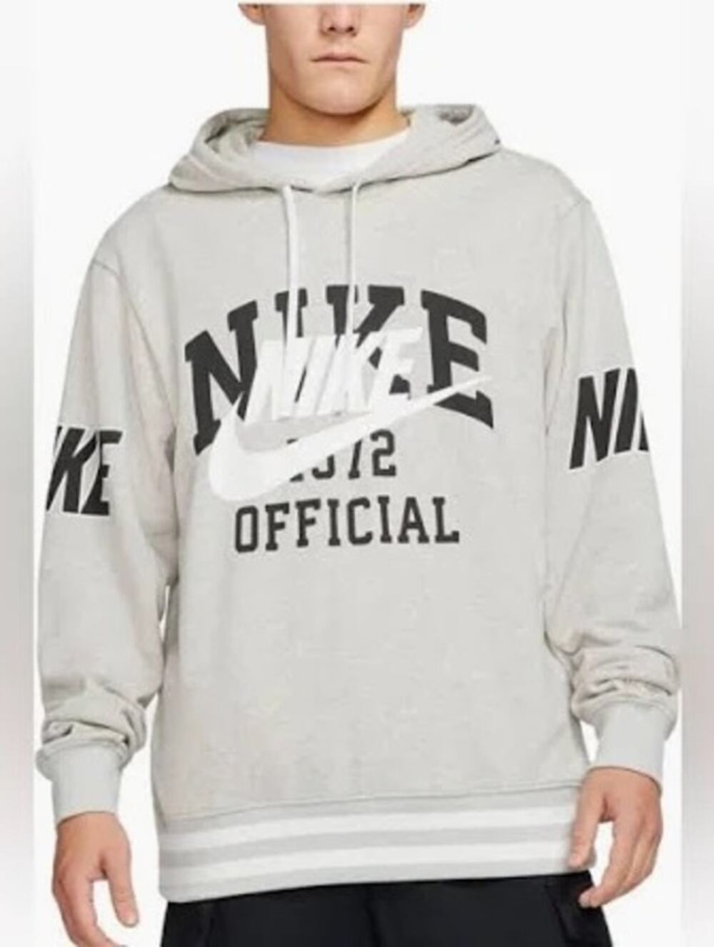 Nike Men’s Sportswear French Terry Graphic Pullover Cotton Hoodie Gray NWT L